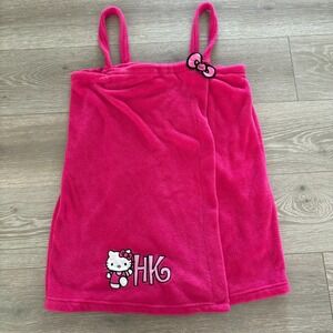 Hello Kitty Womens Pink Fleece Sanrio Embroidered Spa Wrap Bath Towel Robe L/XL
